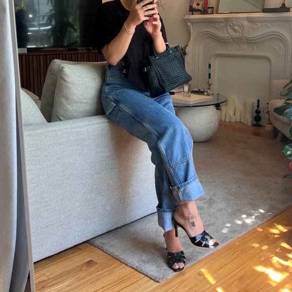 SAINT LAURENT Tribute woven leather mules SZ 36.5 - Picture 3 of 16